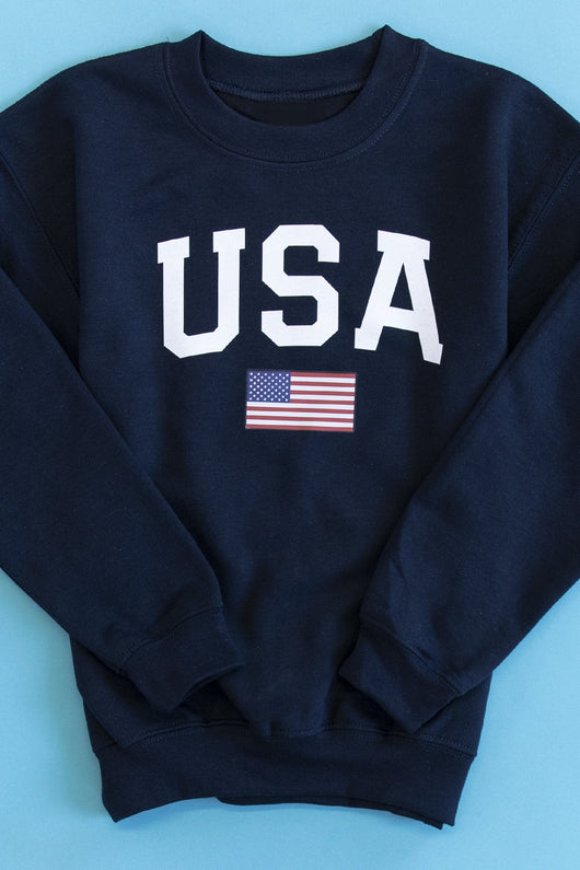 Kids Athletic USA Flag Sweatshirt Navy