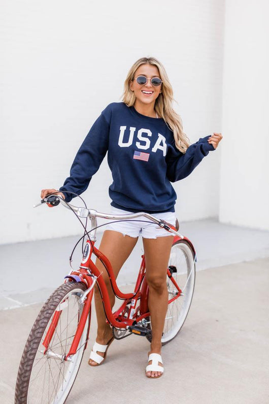 Athletic USA Flag Sweatshirt Navy