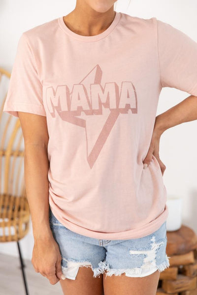 Mama Lightning Bolt Graphic Tee Peach