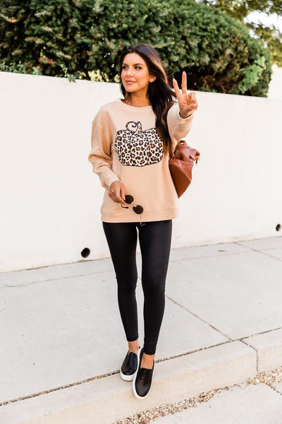 Animal Print Pumpkin Gold Graphic Sweatshirt