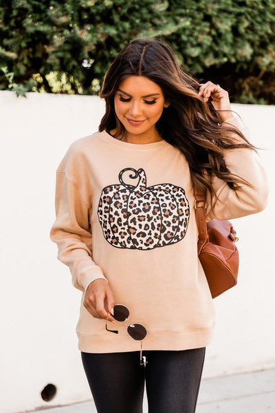 Animal Print Pumpkin Gold Graphic Sweatshirt