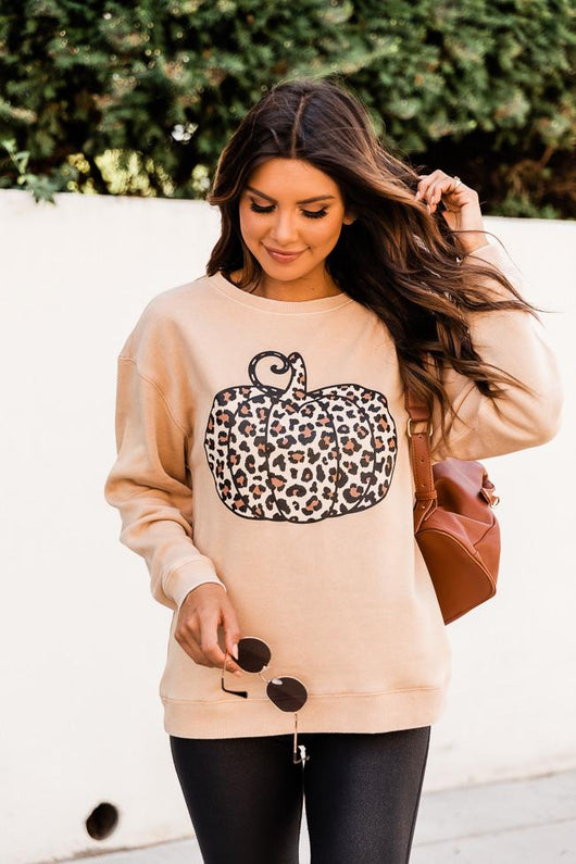 Animal Print Pumpkin Gold Graphic Sweatshirt