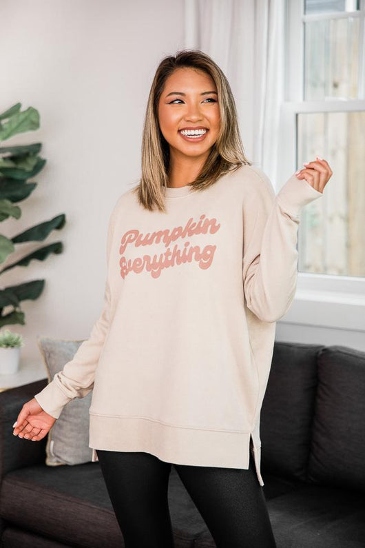 Pumpkin Everything Light Tan Graphic Sweatshirt
