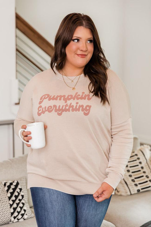 Pumpkin Everything Light Tan Graphic Sweatshirt