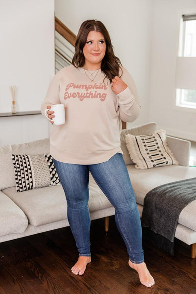Pumpkin Everything Light Tan Graphic Sweatshirt