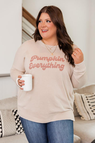 Pumpkin Everything Light Tan Graphic Sweatshirt
