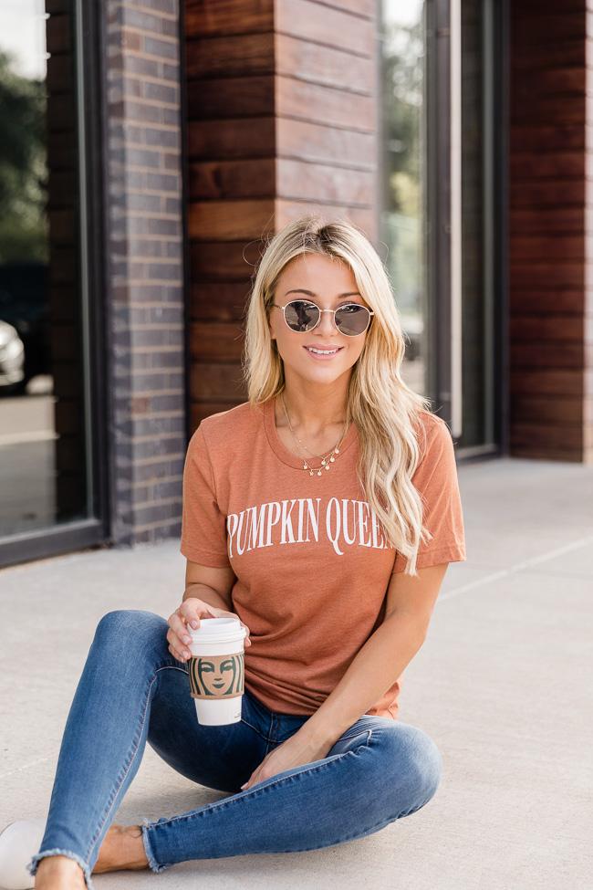 Pumpkin Queen Varsity Burnt Orange Graphic Tee