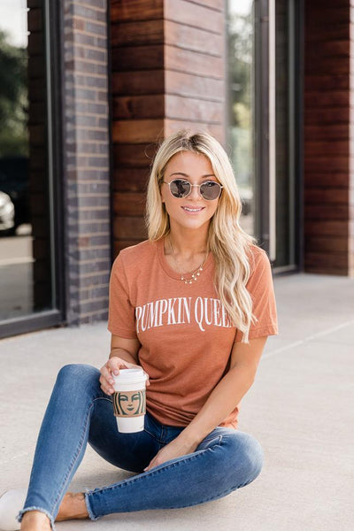 Pumpkin Queen Varsity Burnt Orange Graphic Tee