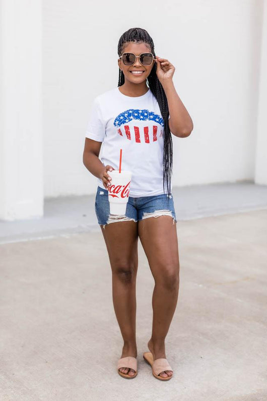 American Lips White Graphic Tee