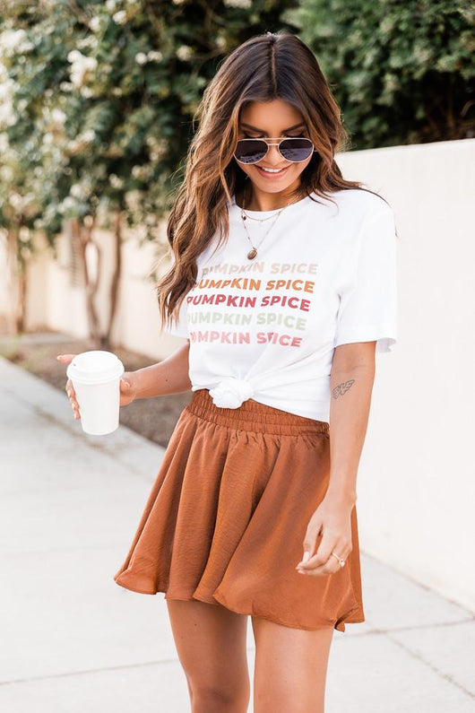 Pumpkin Spice Multi Graphic White Tee