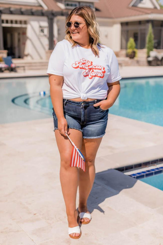 All American Mama Retro Graphic Tee White