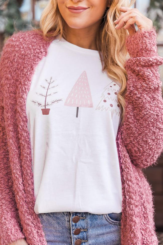 Neutral Christmas Trees White Graphic Tee