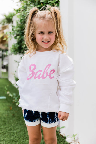 Kids Babe Script Graphic Sweatshirt White