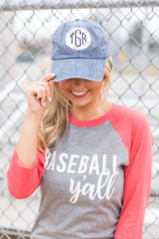 Baseball Patch Monogram Applique Baseball Cap