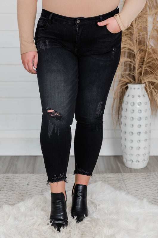 Brittany Distressed Skinny Black Jeans