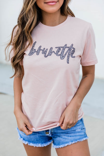 Brunette Animal Print Graphic Tee Peach