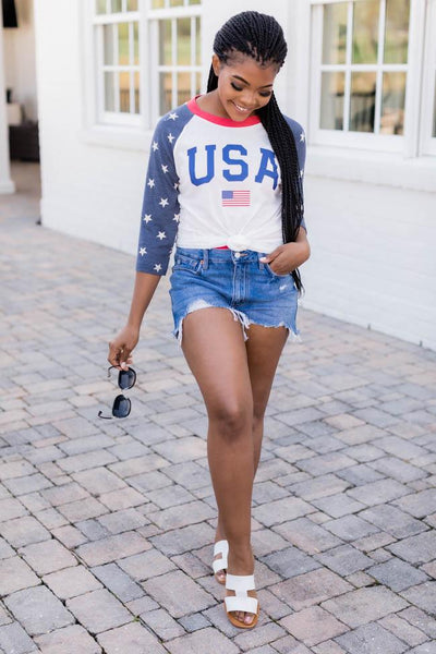 Athletic USA Flag Raglan Graphic Tee