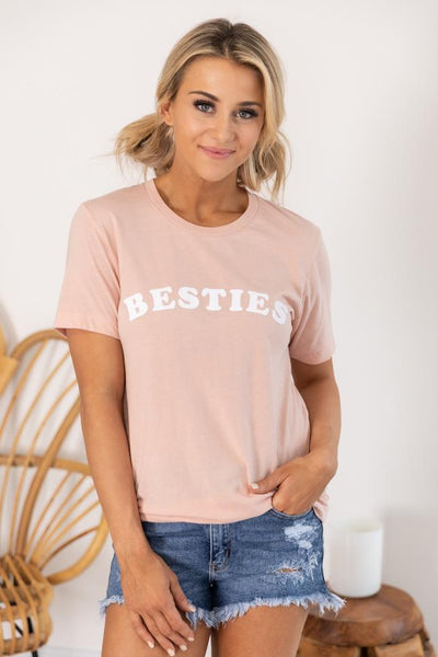 Besties Graphic Tee Peach