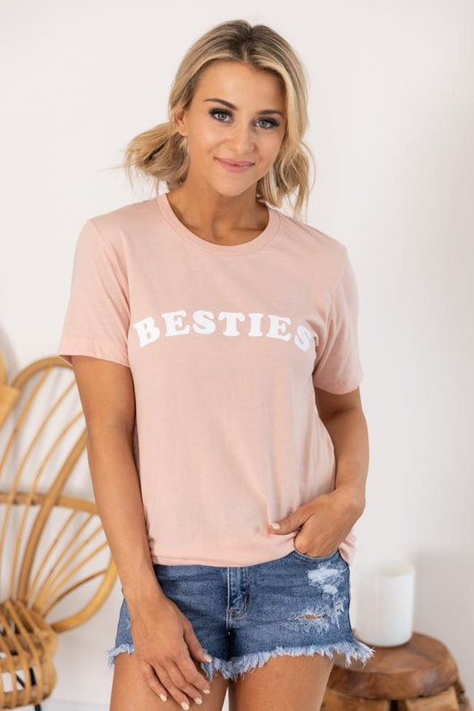 Besties Graphic Tee Peach
