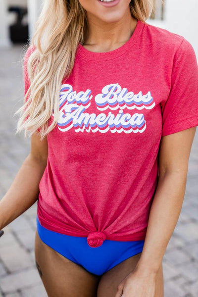 God Bless America Graphic Vintage Red Tee