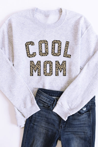Cool Mom Animal Print Graphic Ash Sweatshirt