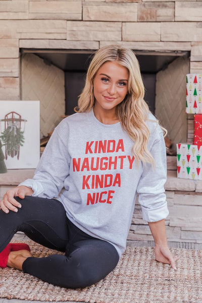 Kinda Naughty Kinda Nice Ash Graphic Sweatshirt