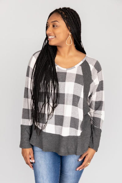 Call This Love Home Cream Plaid Blouse