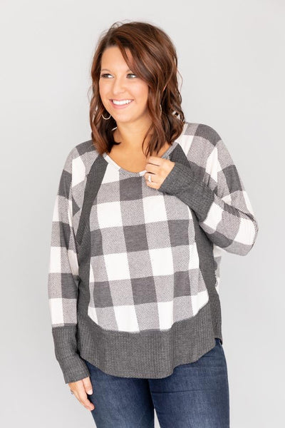 Call This Love Home Cream Plaid Blouse