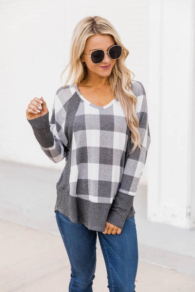 Call This Love Home Cream Plaid Blouse