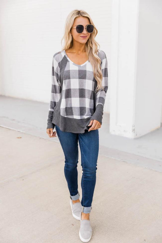 Call This Love Home Cream Plaid Blouse