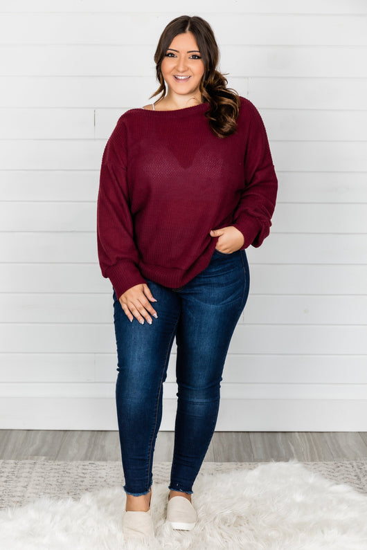 Can't Hide My Feelings Burgundy Pullover