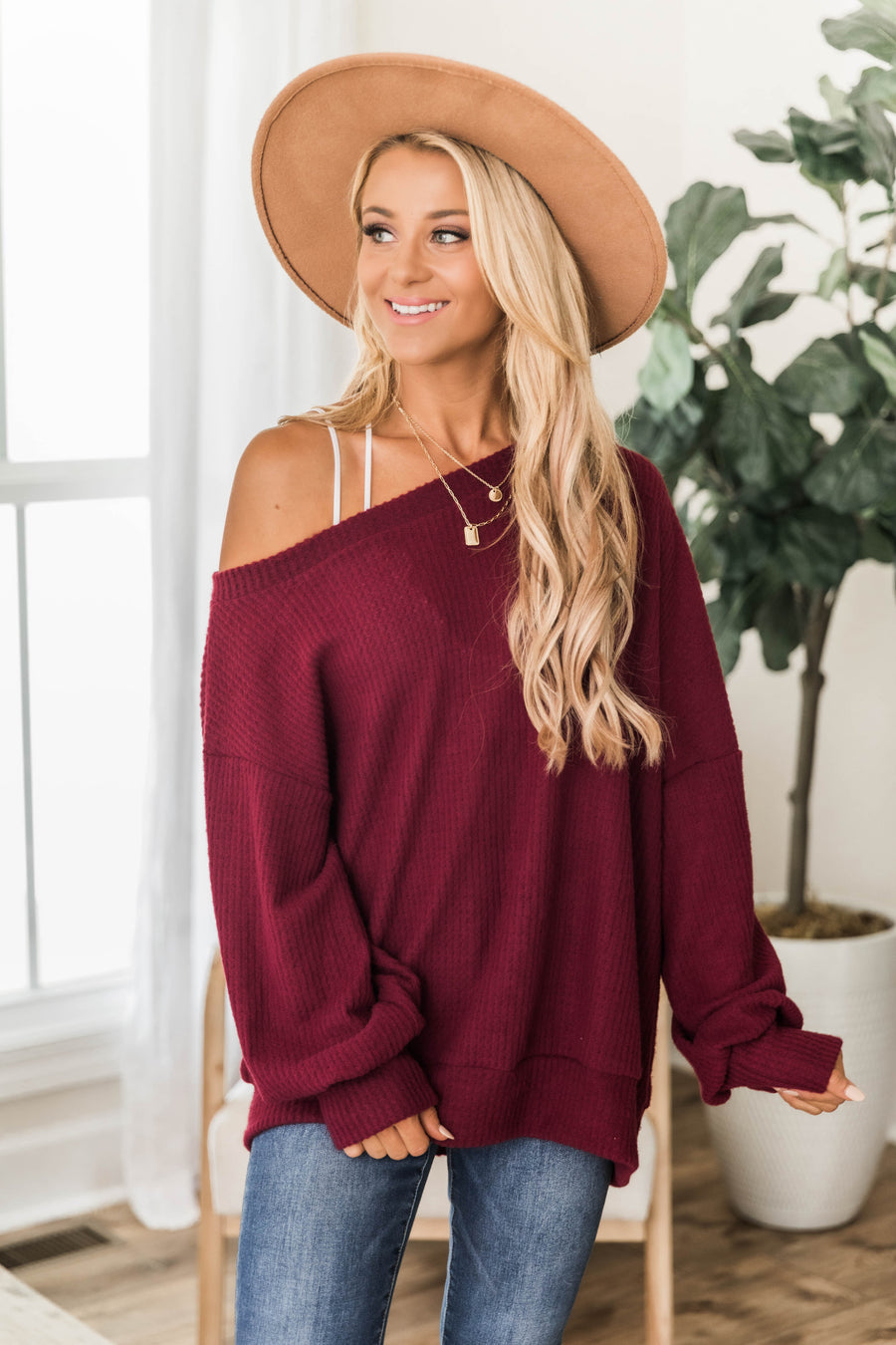 Can't Hide My Feelings Burgundy Pullover
