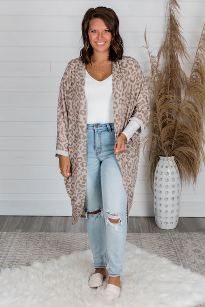 Chill Kind Of Crush Taupe Animal Print Kimono