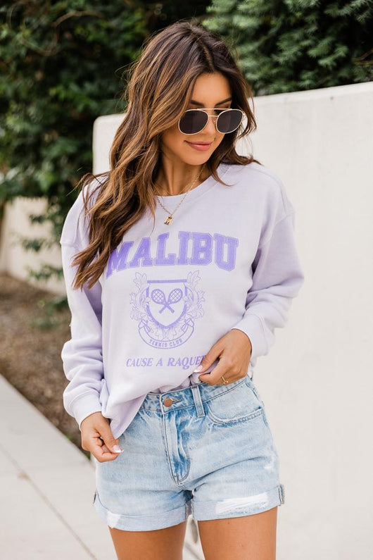 Malibu Tennis Club Graphic Soft Lavendar Sweatshirt