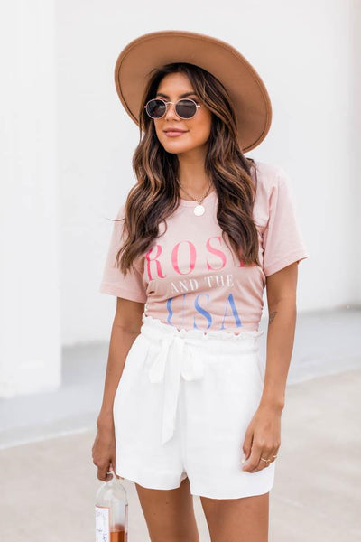Rose' And The USA Graphic Tee Peach