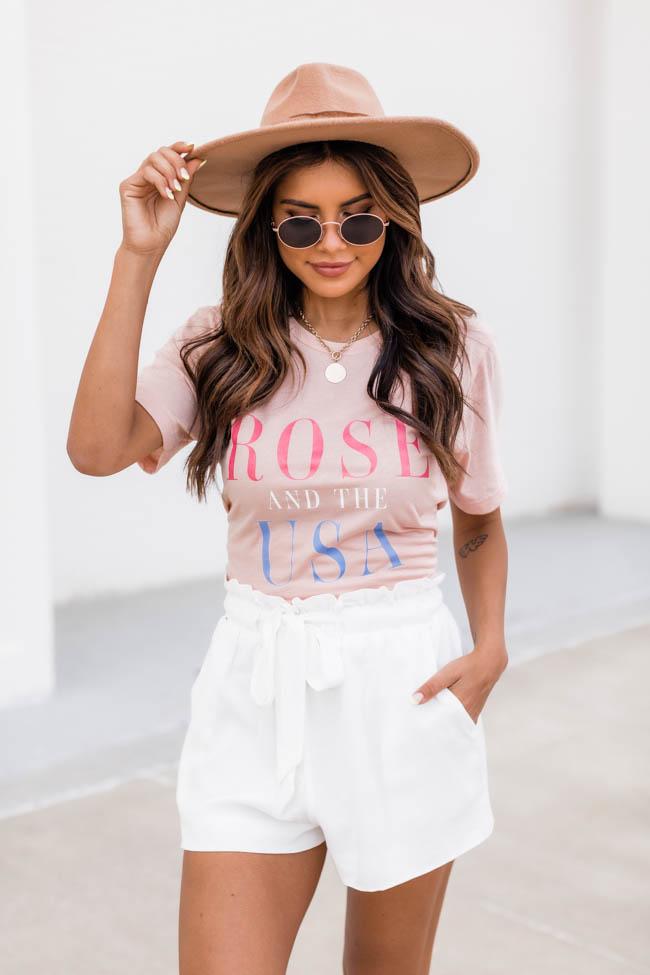Rose' And The USA Graphic Tee Peach