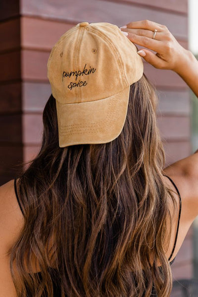 Pumpkin Spice Embroidered Camel Baseball Cap