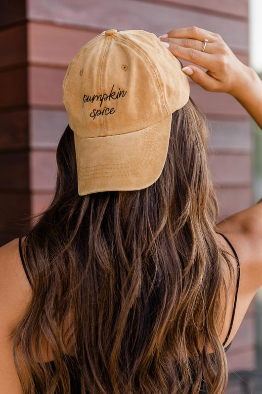 Pumpkin Spice Embroidered Camel Baseball Cap
