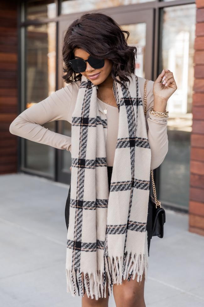 Discover Your Passion Plaid Ivory Scarf