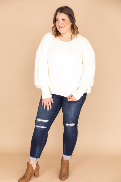 Don't Waste Time Cream Textured Sweater