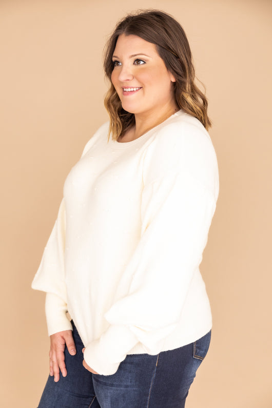 Don't Waste Time Cream Textured Sweater