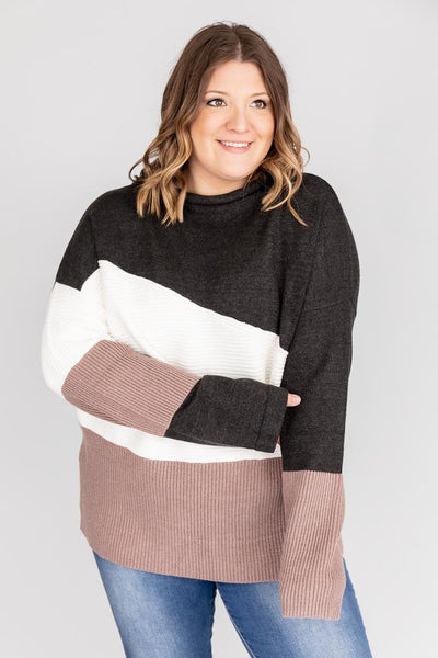 Endless Possibilities Colorblock Turtleneck Black Sweater