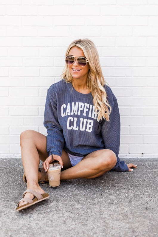Campfire Club Navy Graphic Corded Sweatshirt