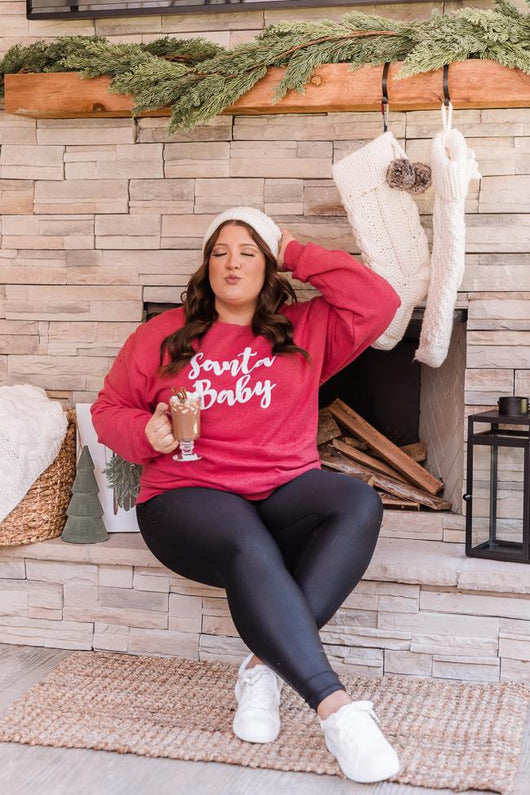 Santa Baby Graphic Heather Red Sweatshirt