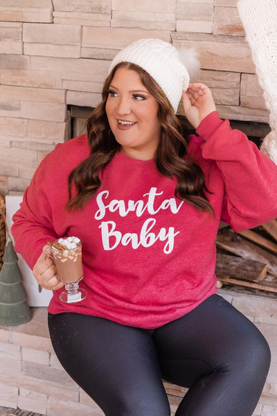 Santa Baby Graphic Heather Red Sweatshirt