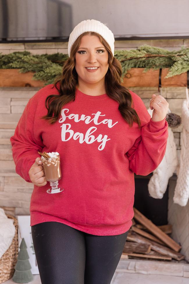Santa Baby Graphic Heather Red Sweatshirt