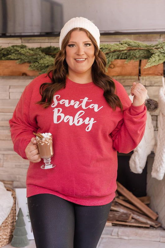 Santa Baby Graphic Heather Red Sweatshirt