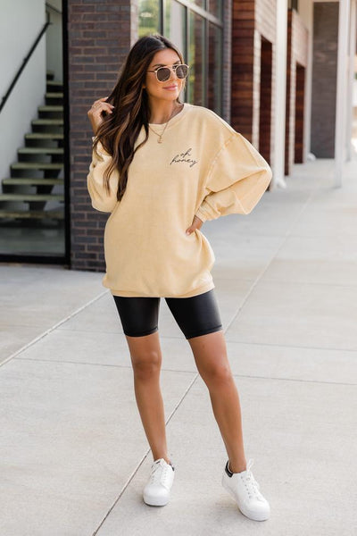 Oh Honey Embroidered Gold Corded Graphic Sweatshirt