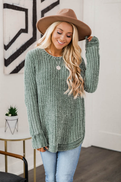 Faithful To My Heart Sage Sweater FINAL SALE