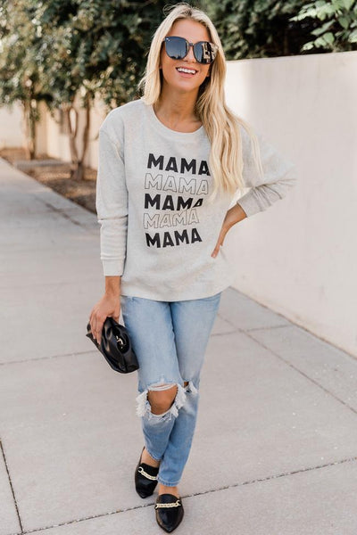 Mama Multi Heather Sand Graphic Sweatshirt
